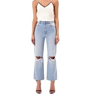 ROLLA'S Heidi High Rise Loose Straight Wide Leg Worn Wash Distressed Knee Sz 28